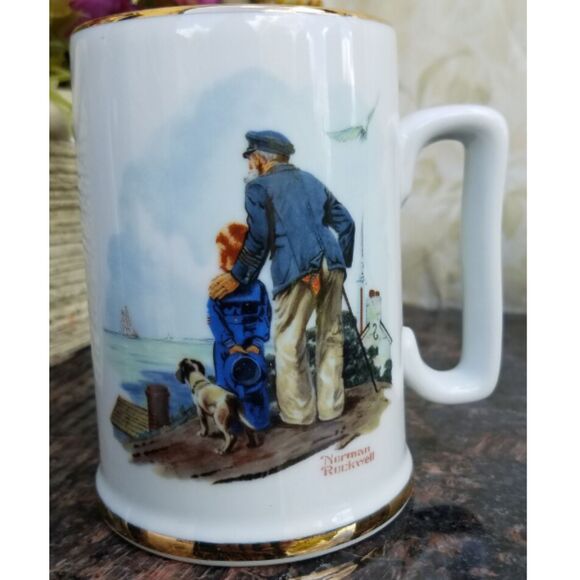 Norman Rockwell Porcelain Long John Silver Tankard Mug Set of 4 - Picture 1 of 8
